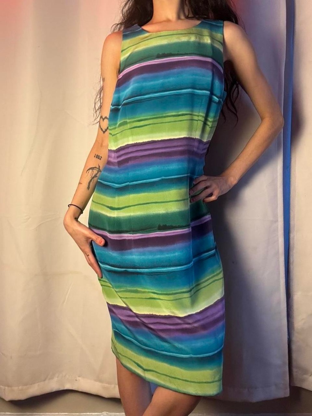 100% Silk Multicolored Maxi Dress by Maggy London
